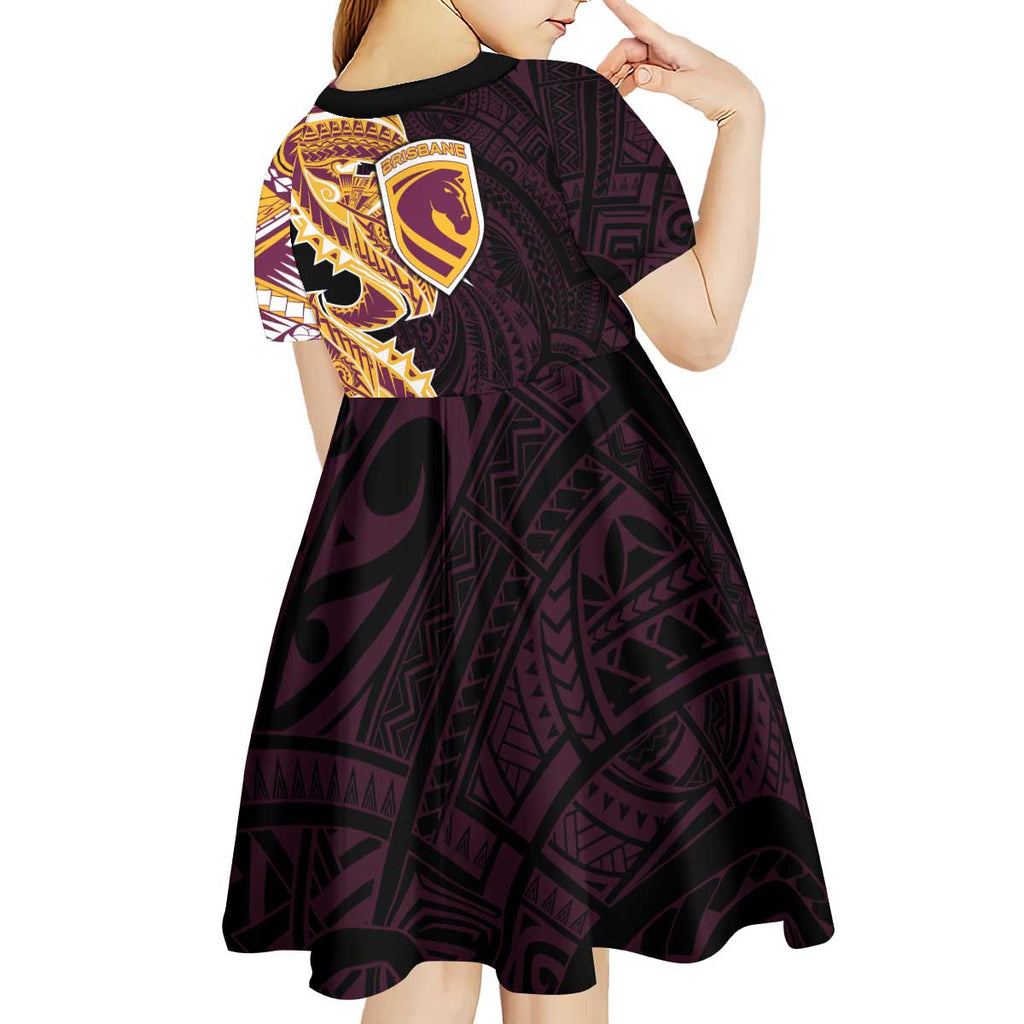 Brisbane Broncos Kid Short Sleeve Dress Polynesian Tribal Tattoo Pacific Sport Art