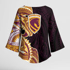 Brisbane Broncos Kimono Sleeve Blouse Polynesian Tribal Tattoo Pacific Sport Art