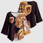 Brisbane Broncos Kimono Sleeve Blouse Polynesian Tribal Tattoo Pacific Sport Art