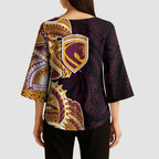 Brisbane Broncos Kimono Sleeve Blouse Polynesian Tribal Tattoo Pacific Sport Art