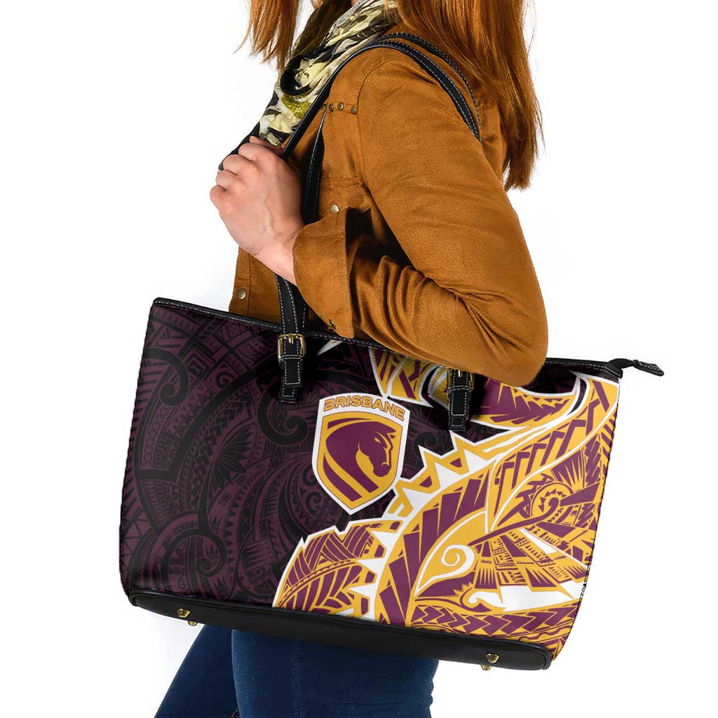 Brisbane Broncos Leather Tote Bag Polynesian Tribal Tattoo Pacific Sport Art
