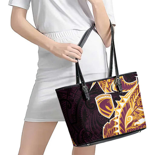 Brisbane Broncos Leather Tote Bag Polynesian Tribal Tattoo Pacific Sport Art