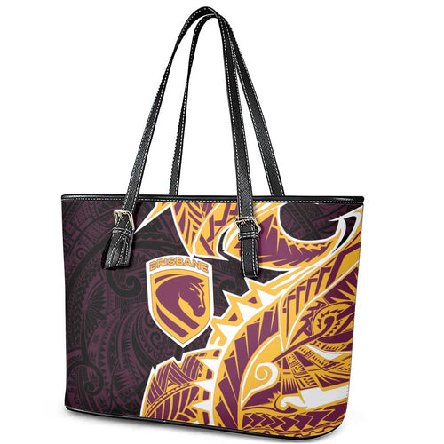 Brisbane Broncos Leather Tote Bag Polynesian Tribal Tattoo Pacific Sport Art