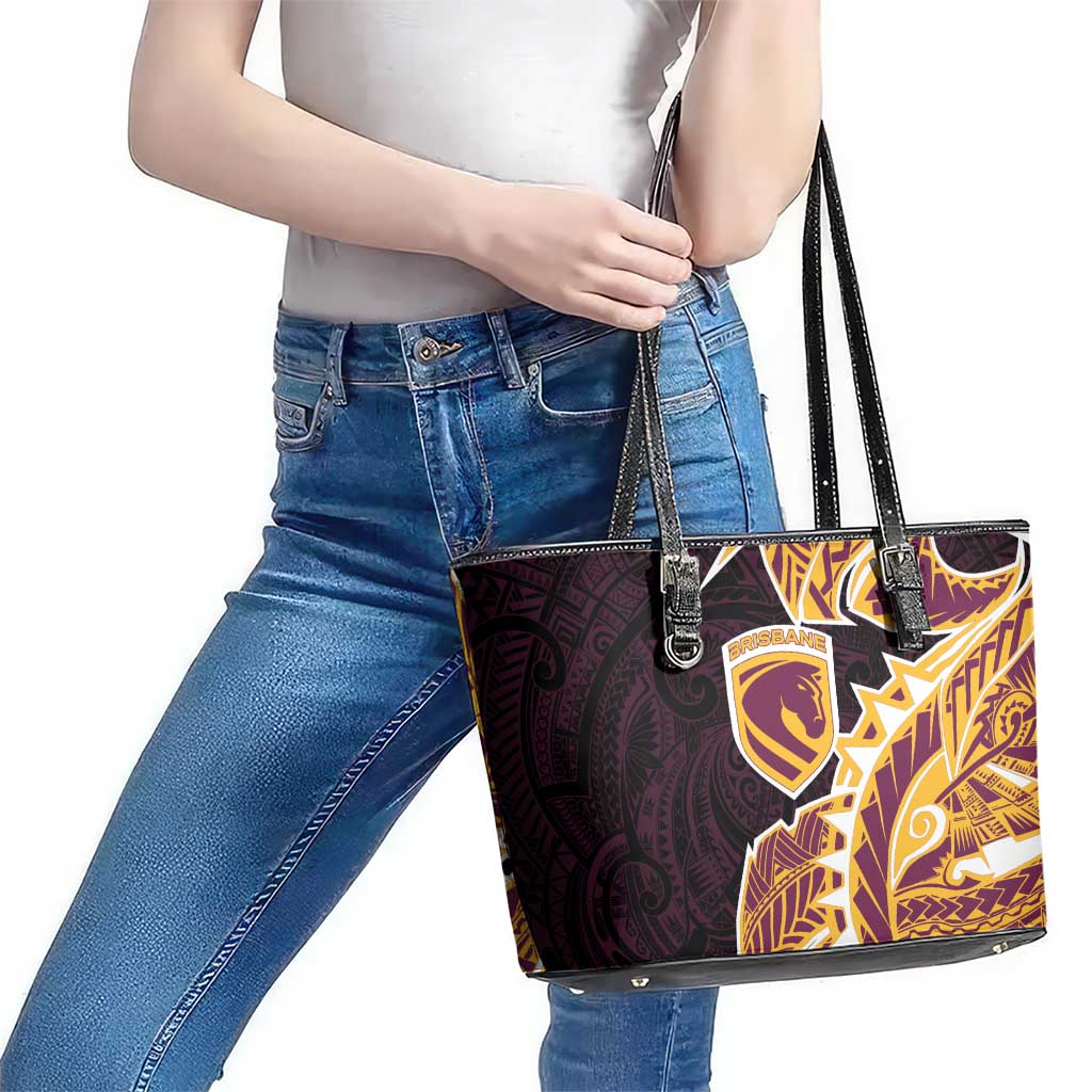 Brisbane Broncos Leather Tote Bag Polynesian Tribal Tattoo Pacific Sport Art