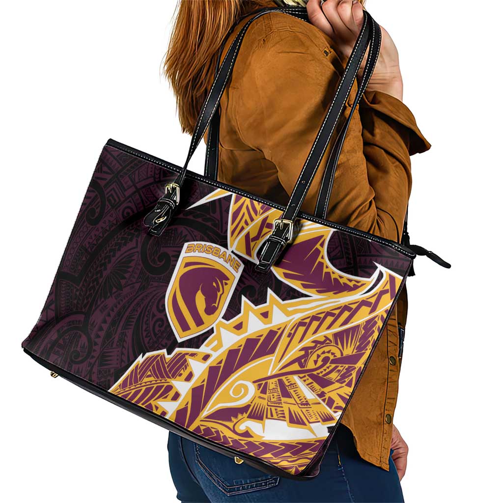Brisbane Broncos Leather Tote Bag Polynesian Tribal Tattoo Pacific Sport Art