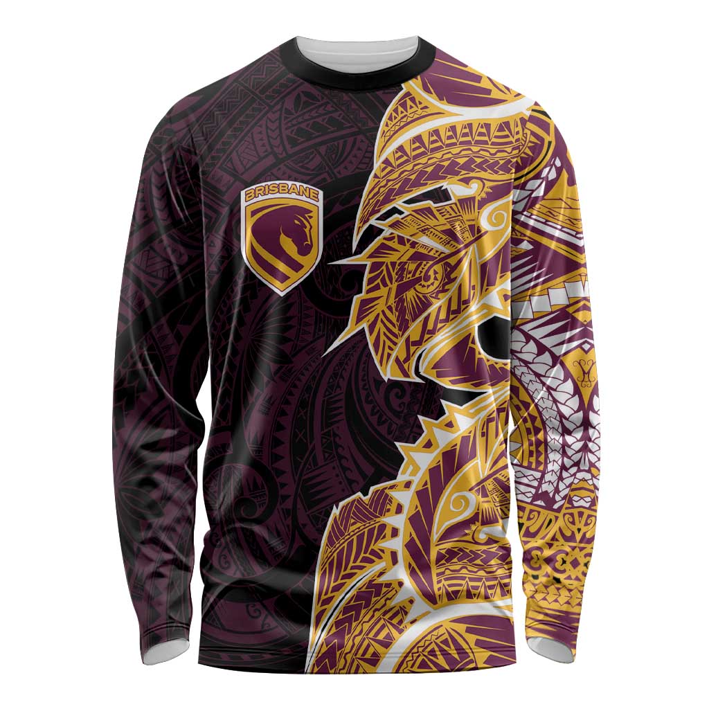 Brisbane Broncos Long Sleeve Shirt Polynesian Tribal Tattoo Pacific Sport Art