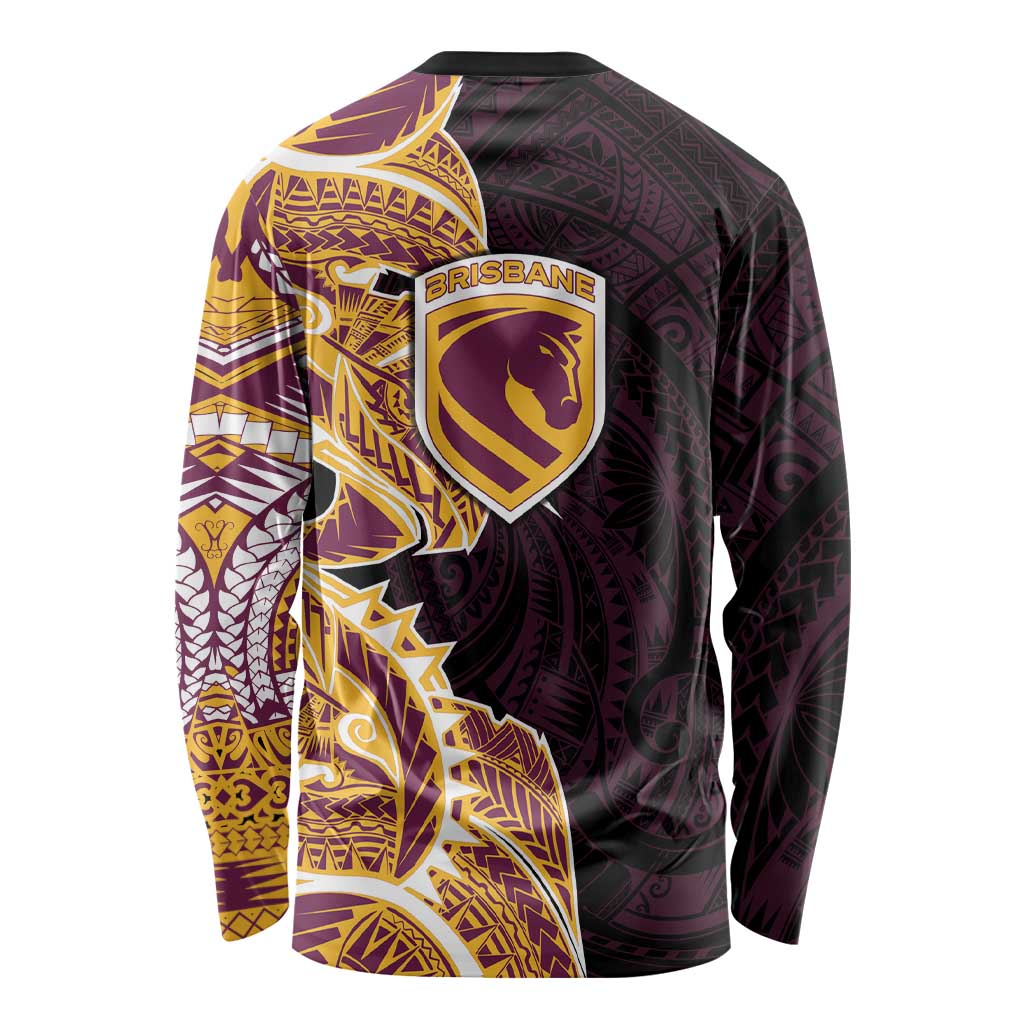 Brisbane Broncos Long Sleeve Shirt Polynesian Tribal Tattoo Pacific Sport Art