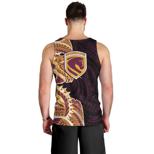 Brisbane Broncos Men Tank Top Polynesian Tribal Tattoo Pacific Sport Art