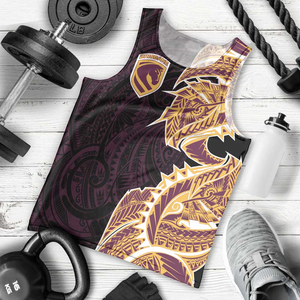 Brisbane Broncos Men Tank Top Polynesian Tribal Tattoo Pacific Sport Art