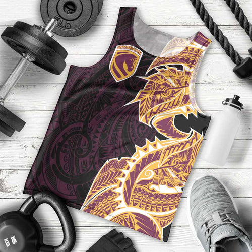 Brisbane Broncos Men Tank Top Polynesian Tribal Tattoo Pacific Sport Art
