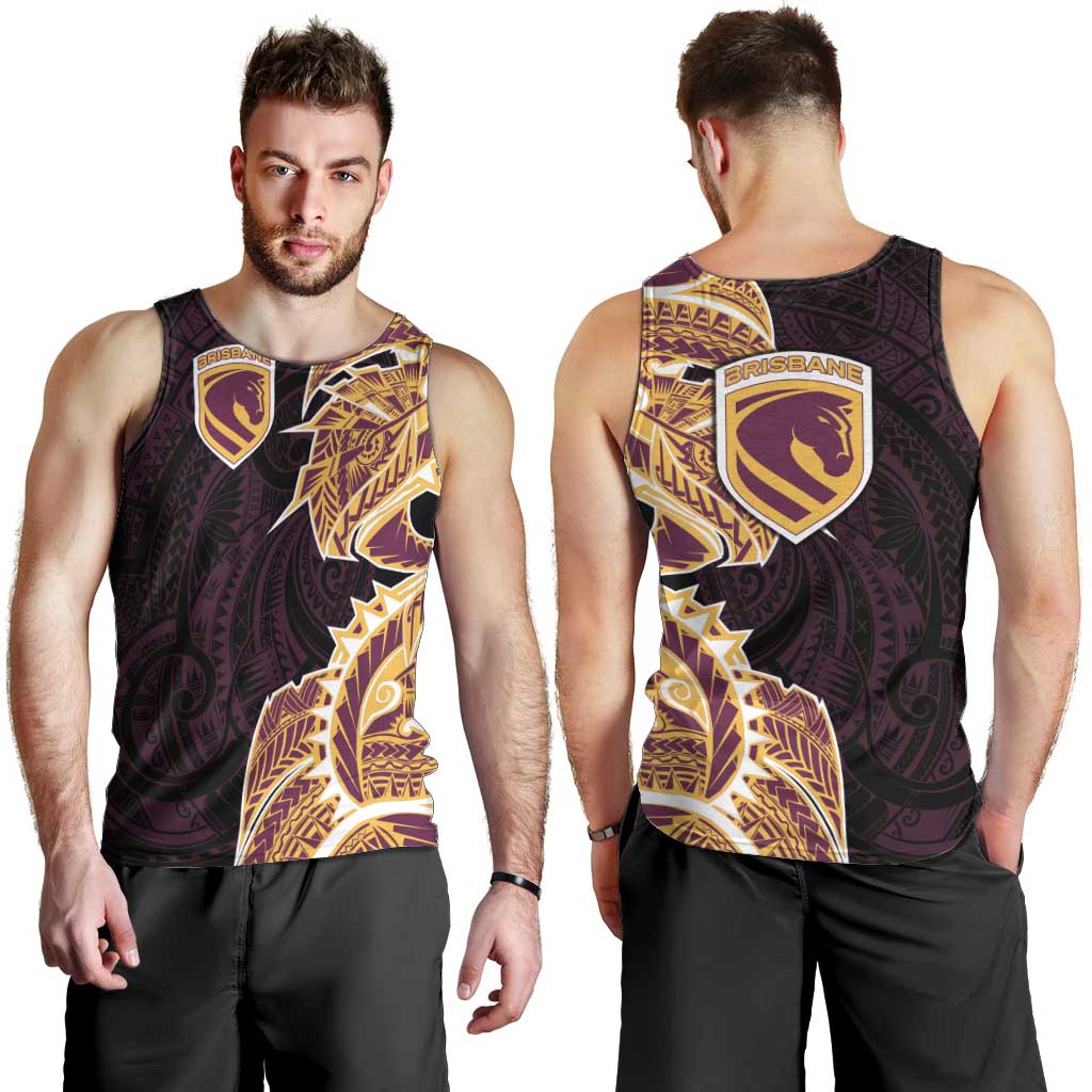Brisbane Broncos Men Tank Top Polynesian Tribal Tattoo Pacific Sport Art