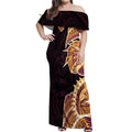 Brisbane Broncos Off Shoulder Maxi Dress Polynesian Tribal Tattoo Pacific Sport Art