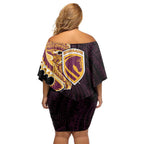 Brisbane Broncos Off Shoulder Short Dress Polynesian Tribal Tattoo Pacific Sport Art
