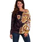 Brisbane Broncos Off Shoulder Sweater Polynesian Tribal Tattoo Pacific Sport Art