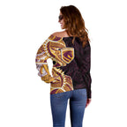 Brisbane Broncos Off Shoulder Sweater Polynesian Tribal Tattoo Pacific Sport Art