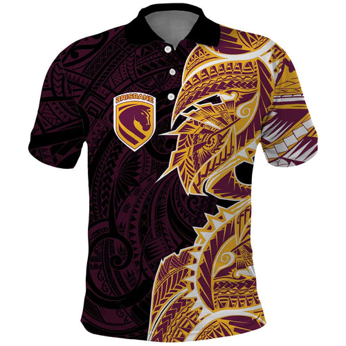 Brisbane Broncos Polo Shirt Polynesian Tribal Tattoo Pacific Sport Art