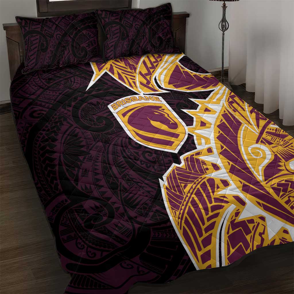 Brisbane Broncos Quilt Bed Set Polynesian Tribal Tattoo Pacific Sport Art