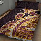 Brisbane Broncos Quilt Bed Set Polynesian Tribal Tattoo Pacific Sport Art