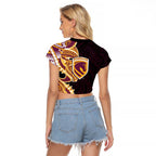Brisbane Broncos Raglan Cropped T Shirt Polynesian Tribal Tattoo Pacific Sport Art