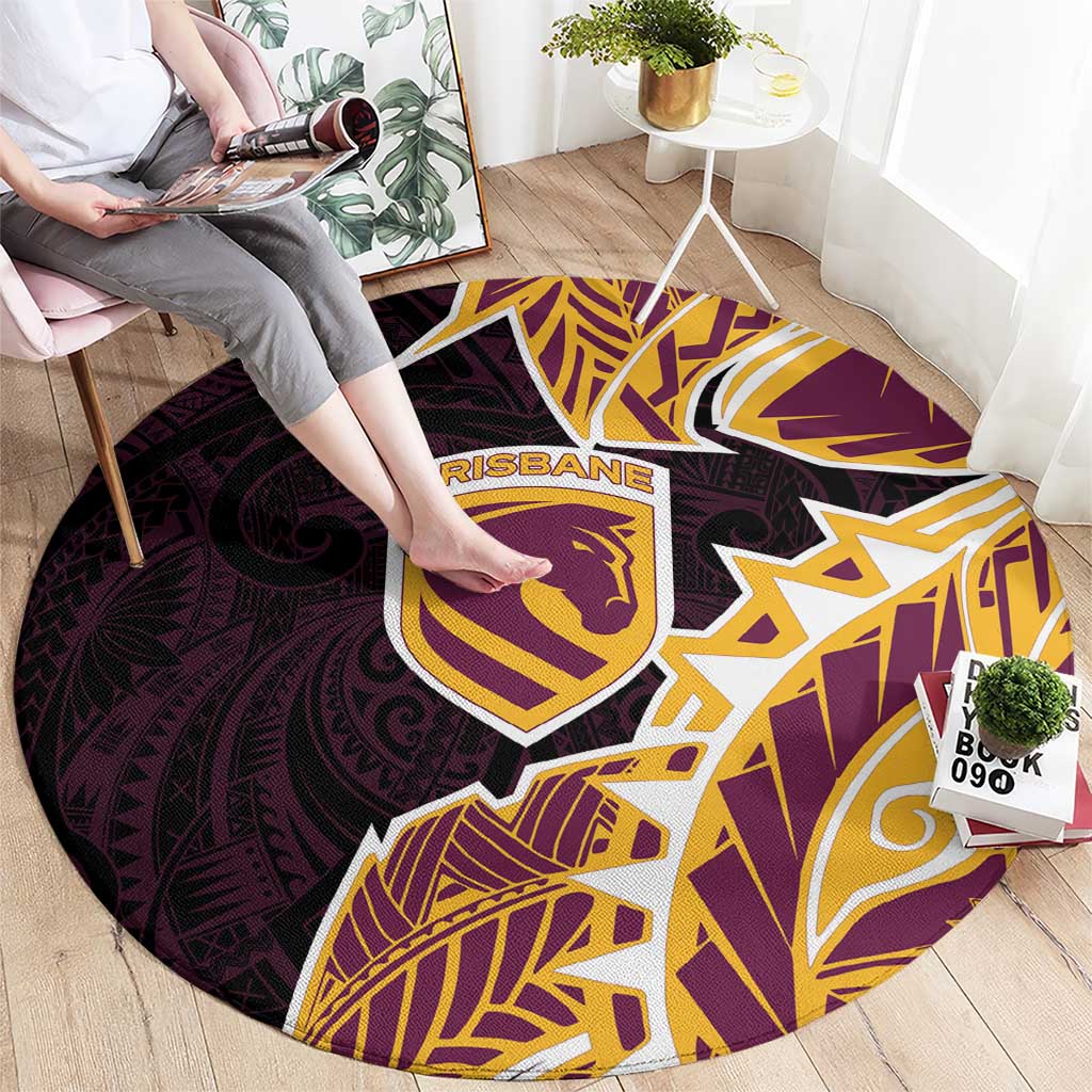 Brisbane Broncos Round Carpet Polynesian Tribal Tattoo Pacific Sport Art