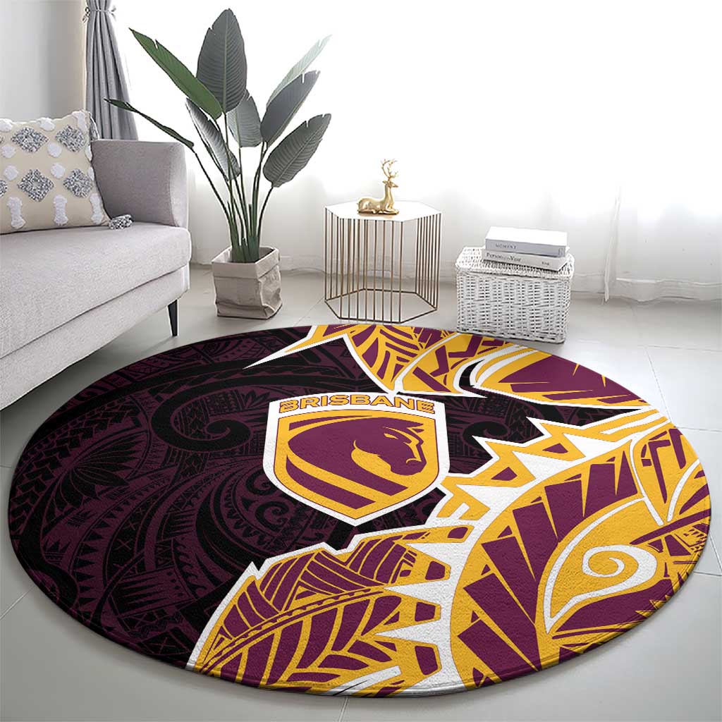 Brisbane Broncos Round Carpet Polynesian Tribal Tattoo Pacific Sport Art