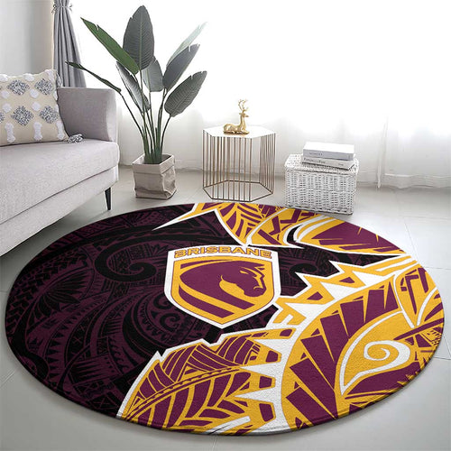 Brisbane Broncos Round Carpet Polynesian Tribal Tattoo Pacific Sport Art