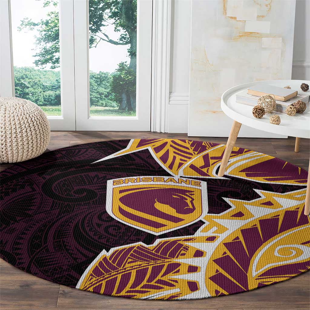 Brisbane Broncos Round Carpet Polynesian Tribal Tattoo Pacific Sport Art