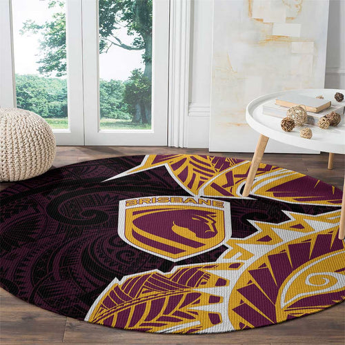 Brisbane Broncos Round Carpet Polynesian Tribal Tattoo Pacific Sport Art