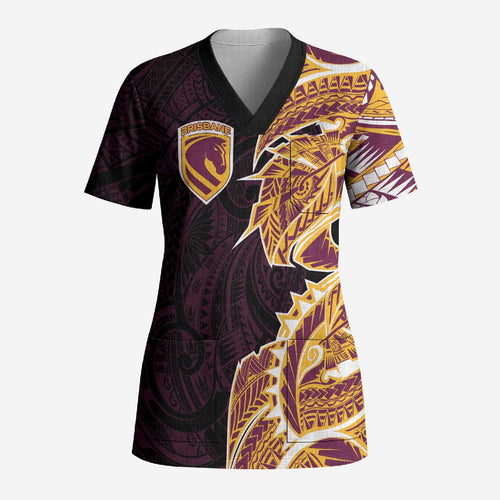 Brisbane Broncos Scrub Top Polynesian Tribal Tattoo Pacific Sport Art