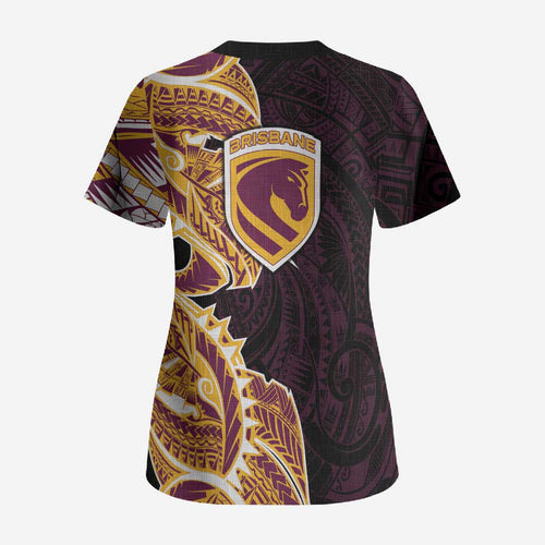 Brisbane Broncos Scrub Top Polynesian Tribal Tattoo Pacific Sport Art