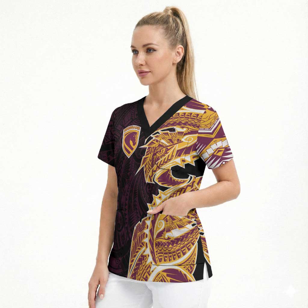 Brisbane Broncos Scrub Top Polynesian Tribal Tattoo Pacific Sport Art