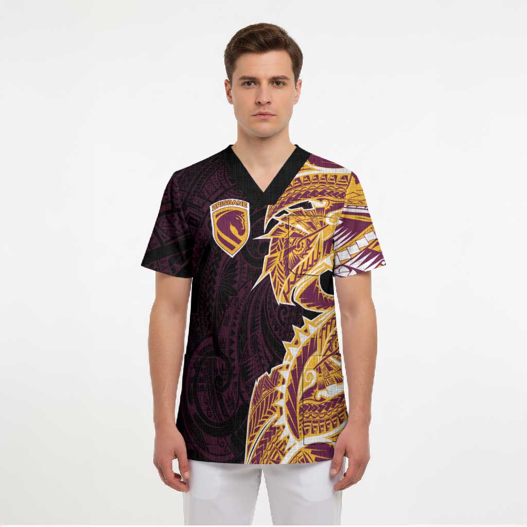 Brisbane Broncos Scrub Top Polynesian Tribal Tattoo Pacific Sport Art