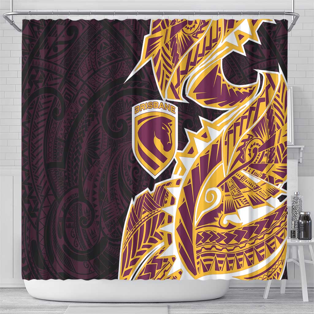 Brisbane Broncos Shower Curtain Polynesian Tribal Tattoo Pacific Sport Art