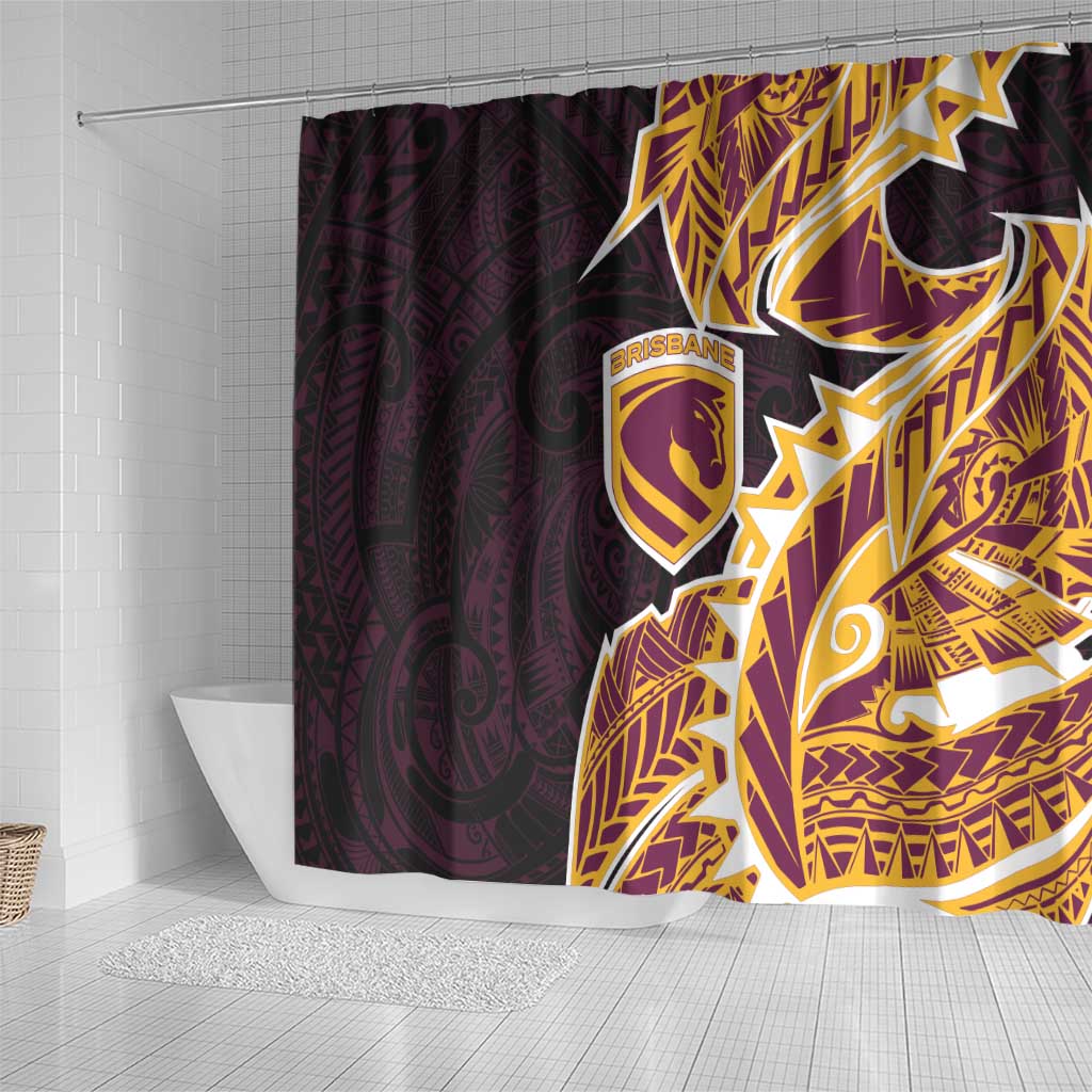 Brisbane Broncos Shower Curtain Polynesian Tribal Tattoo Pacific Sport Art