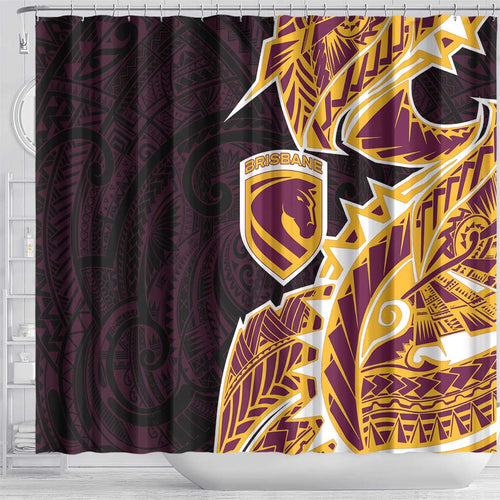 Brisbane Broncos Shower Curtain Polynesian Tribal Tattoo Pacific Sport Art