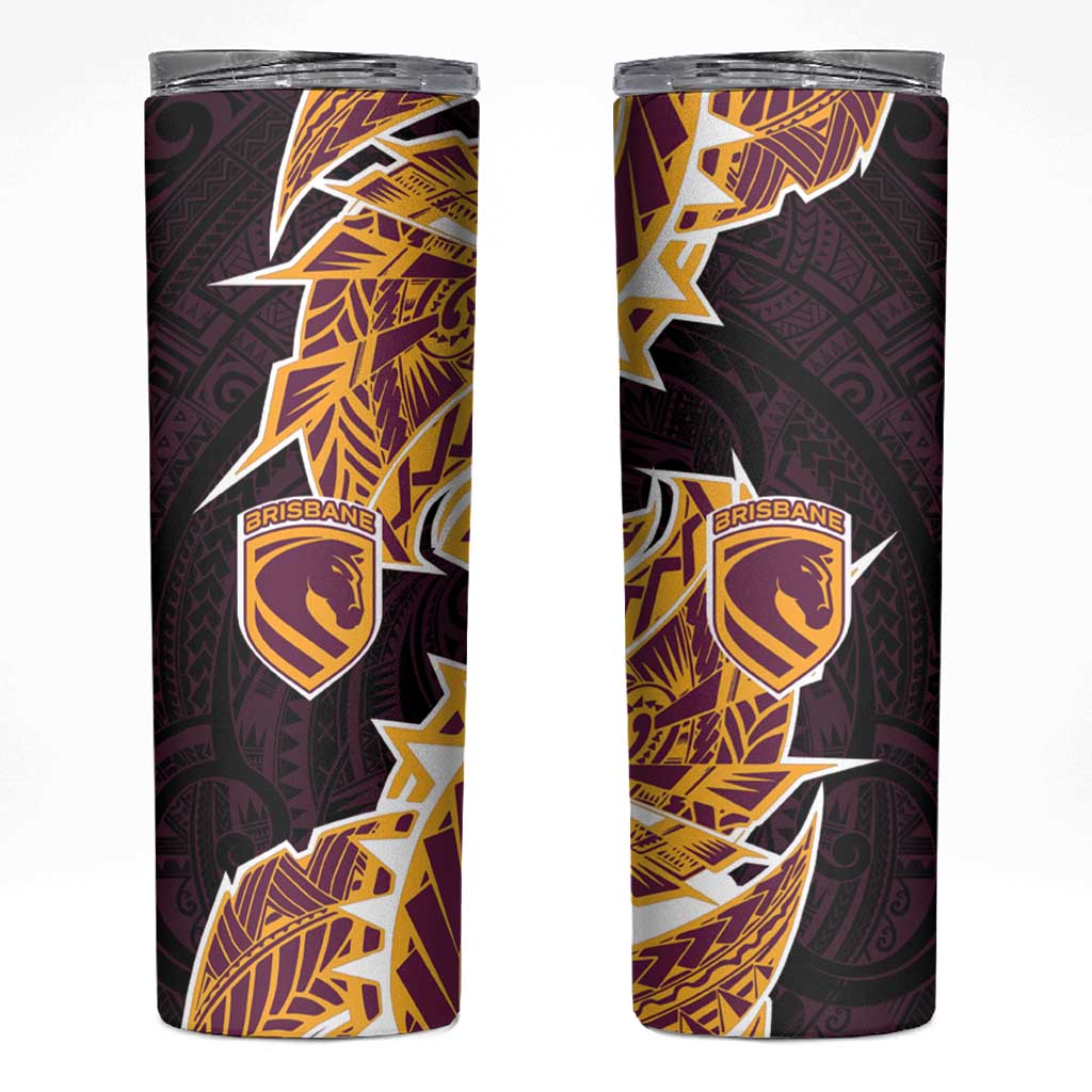 Brisbane Broncos Skinny Tumbler Polynesian Tribal Tattoo Pacific Sport Art