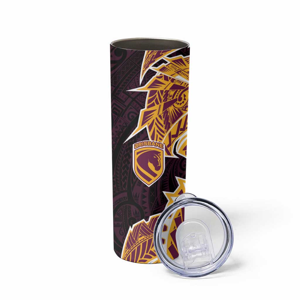 Brisbane Broncos Skinny Tumbler Polynesian Tribal Tattoo Pacific Sport Art