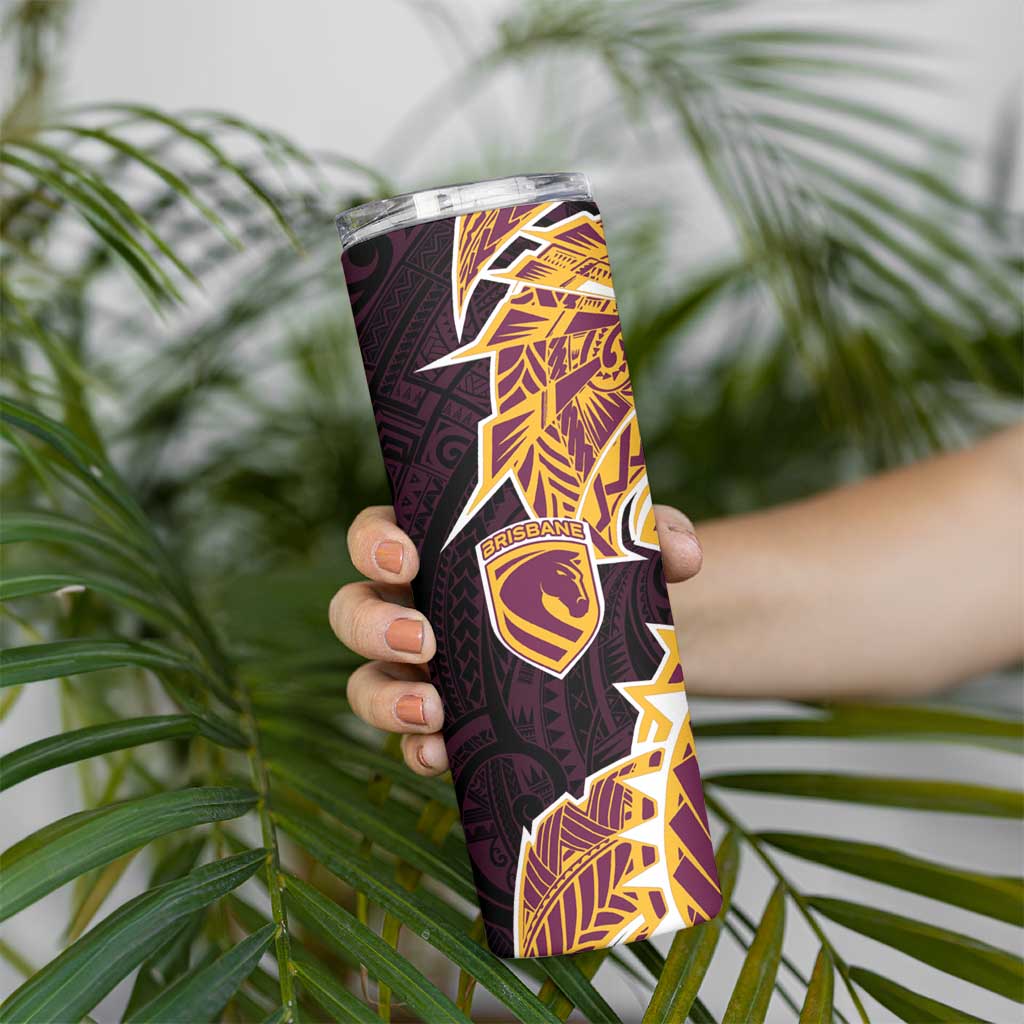 Brisbane Broncos Skinny Tumbler Polynesian Tribal Tattoo Pacific Sport Art