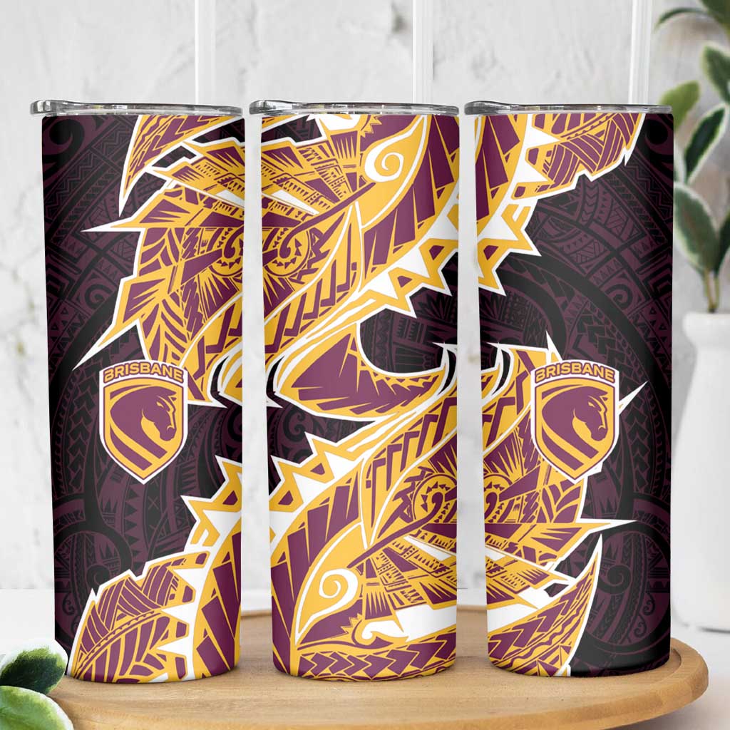 Brisbane Broncos Skinny Tumbler Polynesian Tribal Tattoo Pacific Sport Art