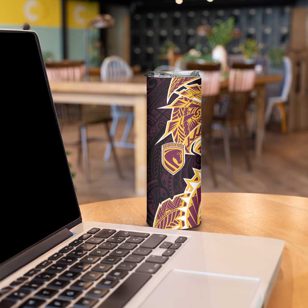 Brisbane Broncos Skinny Tumbler Polynesian Tribal Tattoo Pacific Sport Art