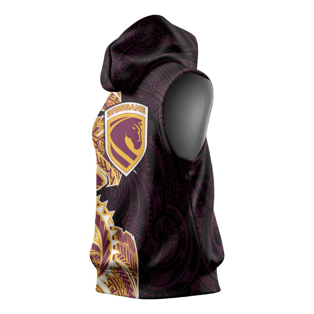 Brisbane Broncos Sleeveless Hoodie Polynesian Tribal Tattoo Pacific Sport Art