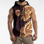 Brisbane Broncos Sleeveless Hoodie Polynesian Tribal Tattoo Pacific Sport Art