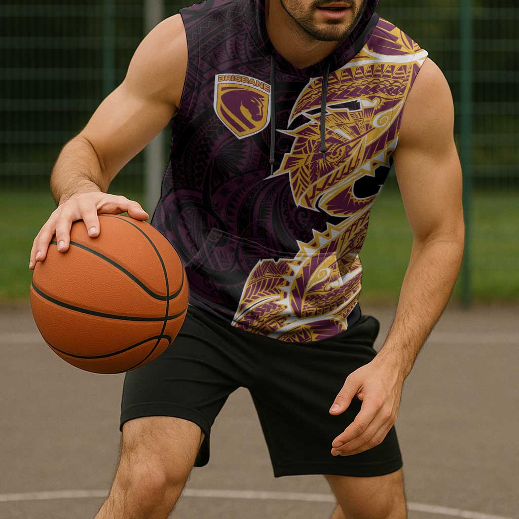 Brisbane Broncos Sleeveless Hoodie Polynesian Tribal Tattoo Pacific Sport Art