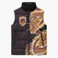 Brisbane Broncos Sleeveless Puffer Jacket Polynesian Tribal Tattoo Pacific Sport Art