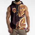 Brisbane Broncos Sleeveless Zip Hoodie Polynesian Tribal Tattoo Pacific Sport Art