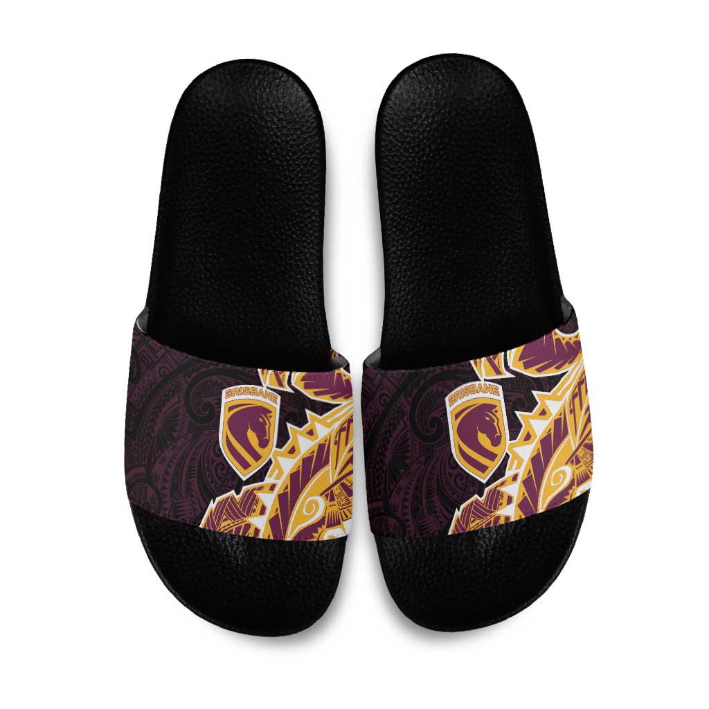 Brisbane Broncos Slide Sandals Polynesian Tribal Tattoo Pacific Sport Art
