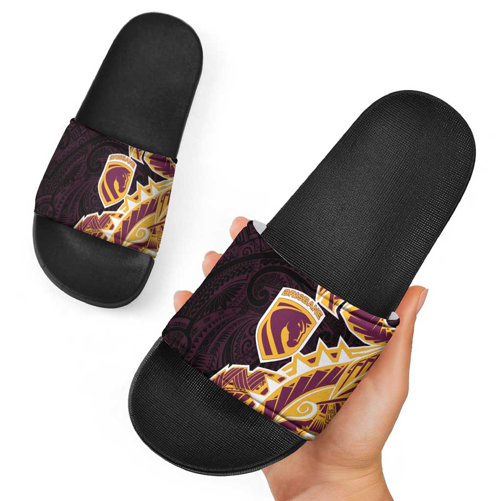 Brisbane Broncos Slide Sandals Polynesian Tribal Tattoo Pacific Sport Art