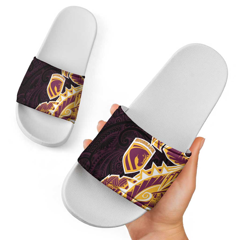 Brisbane Broncos Slide Sandals Polynesian Tribal Tattoo Pacific Sport Art