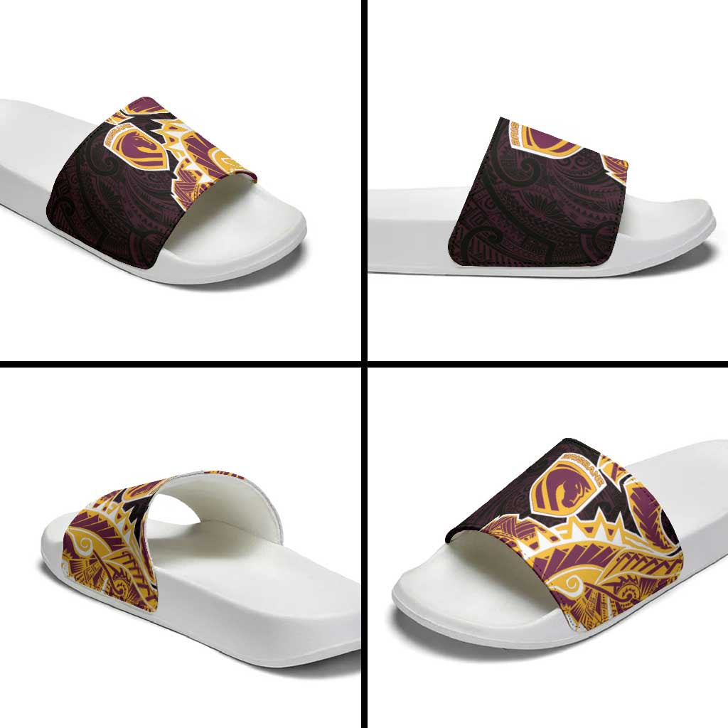 Brisbane Broncos Slide Sandals Polynesian Tribal Tattoo Pacific Sport Art