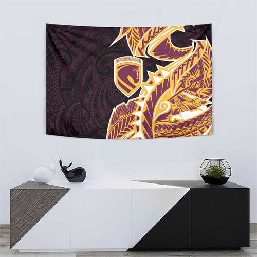 Brisbane Broncos Tapestry Polynesian Tribal Tattoo Pacific Sport Art